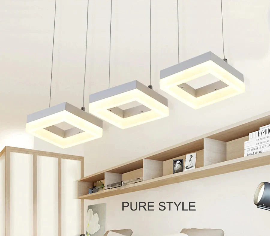 Modern Led Pendant Lights For Dining Room Living Acrylic Aluminum Rectangle Lamp Fixtures