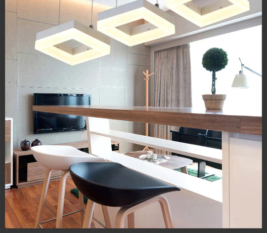 Modern Led Pendant Lights For Dining Room Living Acrylic Aluminum Rectangle Lamp Fixtures