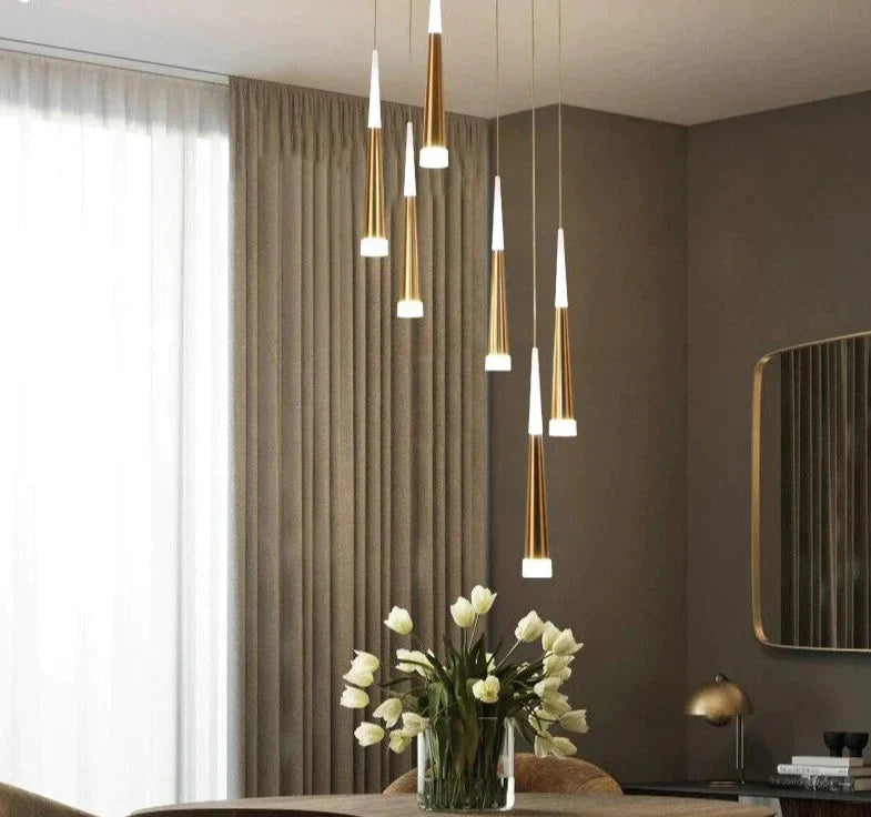 Gold Color Modern Led Pendant Hanging Lights Stair Lightfor Living Room Dining Lighting