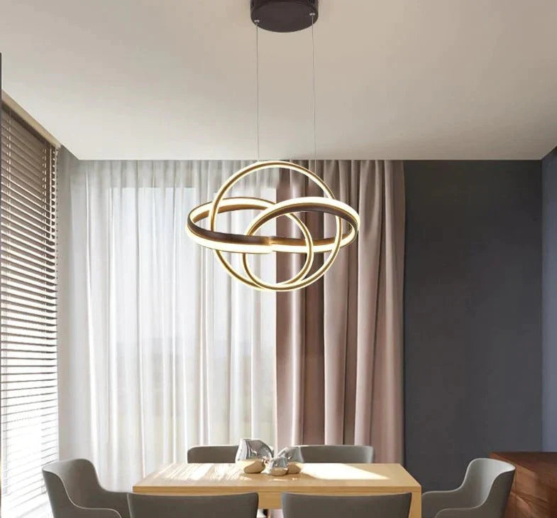 Gold Color New Style Pendant Light Round Chassis Hanging Lamps For Dining Room Living Fixture