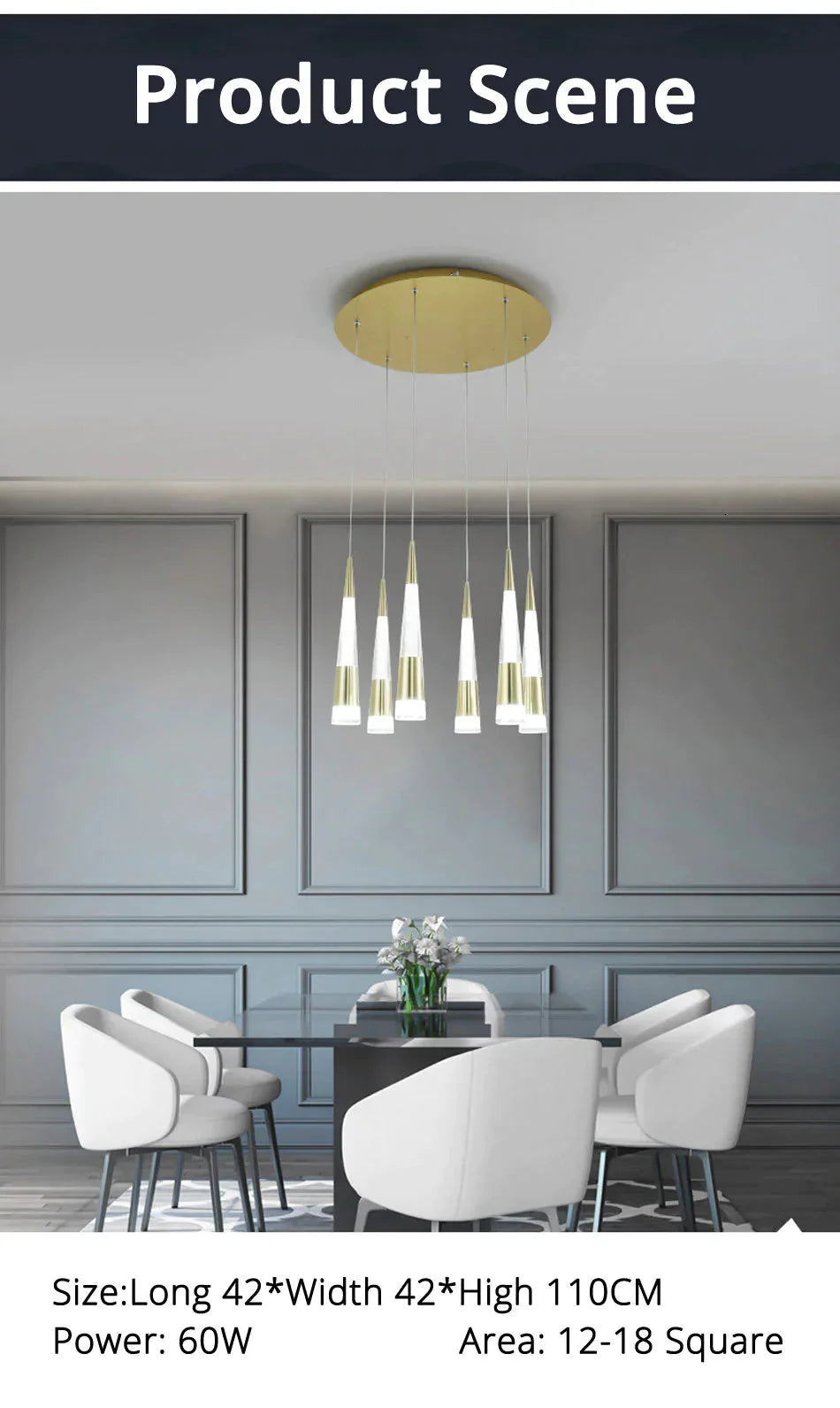 Gold Color New Style Pendant Light Round Chassis Hanging Lamps For Dining Room Living Fixture