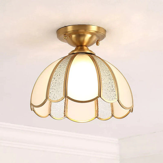 Modern Ceiling Lights Foyer Copper Lamp Corridor Led Glass Lampshade Dining Lamps Bedroom Brass