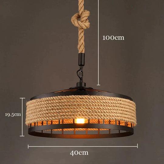 Loft Pendant Lamp Vintage Rope Hemp Chandelier Retaurant Living Room Bedroom Bar Pub Club Cafe