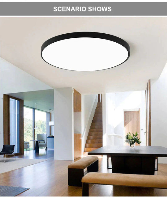 Led Ceiling Light Acryl Alloy Modern Lamp Living Room Lighting Round & Square 3Cm Super Thin For