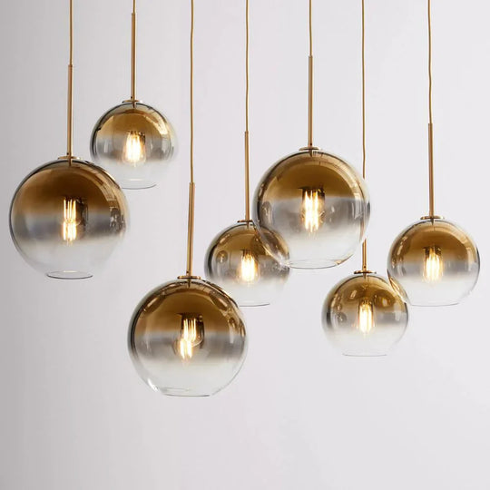 Modern Glass Ball Pendant Light Gradient Color Hanging Lamp Hanglamp Kitchen Fixture Dining Living