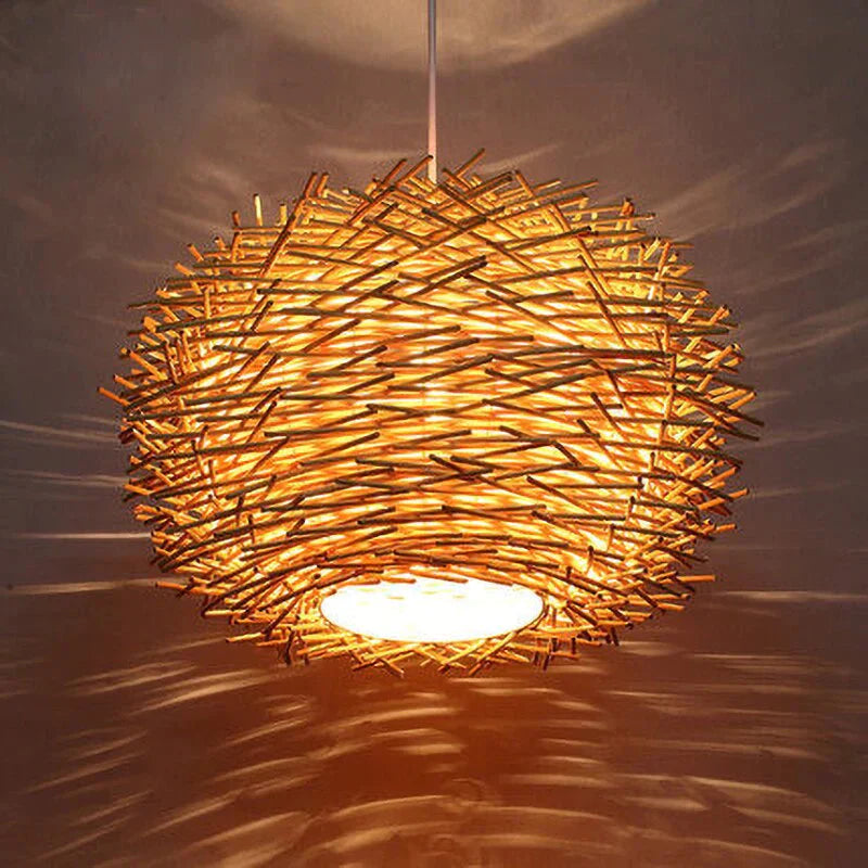 Handmade Bird Nest Pendant Light Wicker Wood Hotel Restaurant Dinning Room Cafe Bar Nordic Rattan