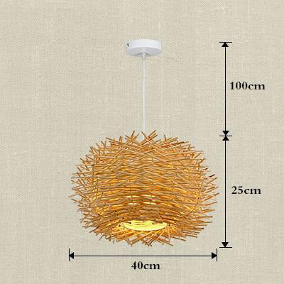 Handmade Bird Nest Pendant Light Wicker Wood Hotel Restaurant Dinning Room Cafe Bar Nordic Rattan