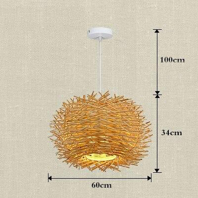 Handmade Bird Nest Pendant Light Wicker Wood Hotel Restaurant Dinning Room Cafe Bar Nordic Rattan