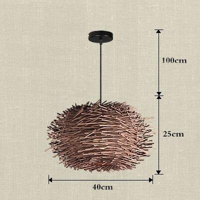 Handmade Bird Nest Pendant Light Wicker Wood Hotel Restaurant Dinning Room Cafe Bar Nordic Rattan