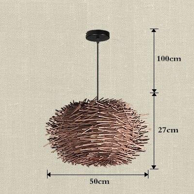 Handmade Bird Nest Pendant Light Wicker Wood Hotel Restaurant Dinning Room Cafe Bar Nordic Rattan