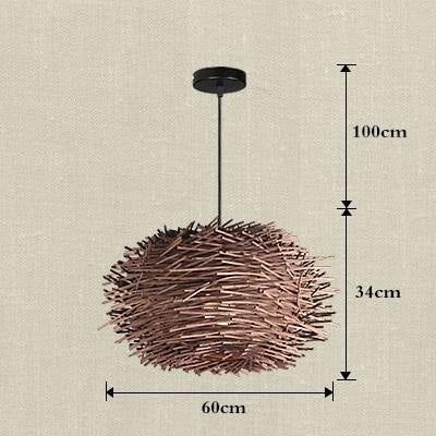 Handmade Bird Nest Pendant Light Wicker Wood Hotel Restaurant Dinning Room Cafe Bar Nordic Rattan