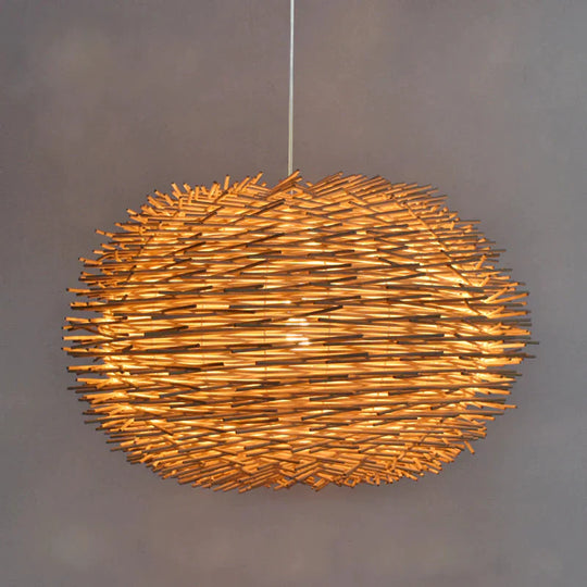 Handmade Bird Nest Pendant Light Wicker Wood Hotel Restaurant Dinning Room Cafe Bar Nordic Rattan