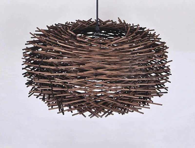 Handmade Bird Nest Pendant Light Wicker Wood Hotel Restaurant Dinning Room Cafe Bar Nordic Rattan