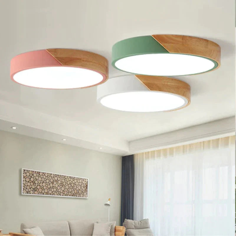 Led Ceiling Lights Ultra Thin Modern Lamp Nordic Dimmable Wood Livingroom Bedroom Round Light