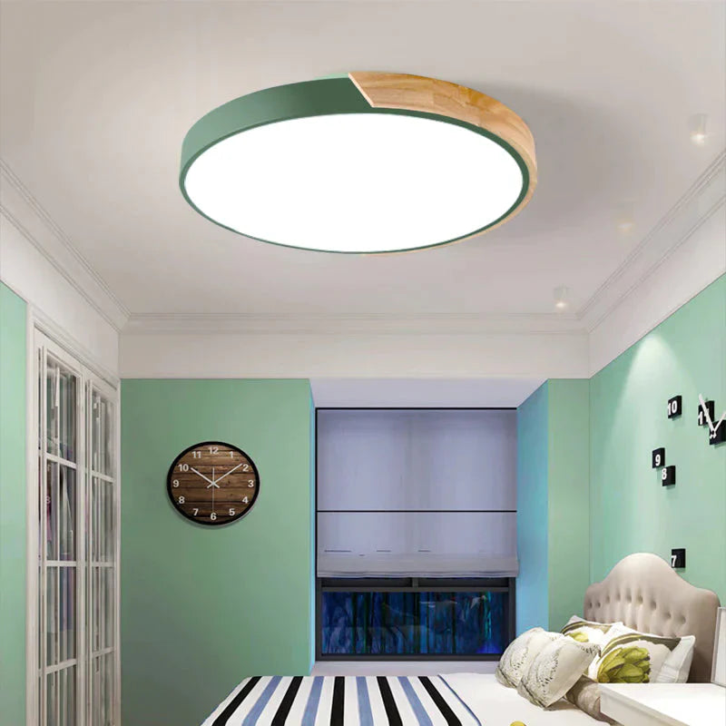 Led Ceiling Lights Ultra Thin Modern Lamp Nordic Dimmable Wood Livingroom Bedroom Round Light
