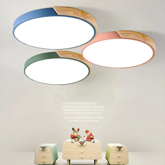 Led Ceiling Lights Ultra Thin Modern Lamp Nordic Dimmable Wood Livingroom Bedroom Round Light