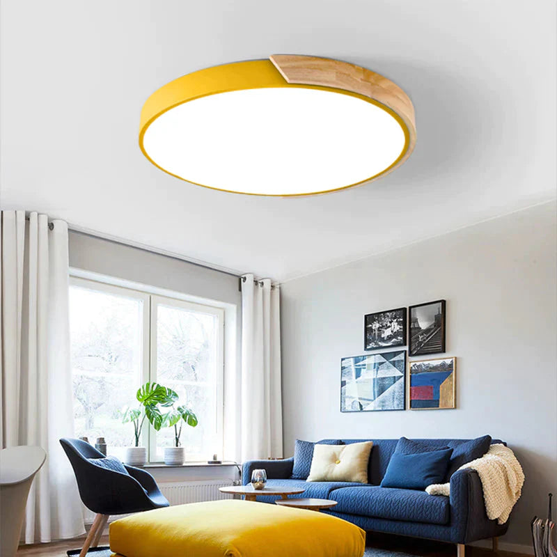 Led Ceiling Lights Ultra Thin Modern Lamp Nordic Dimmable Wood Livingroom Bedroom Round Light