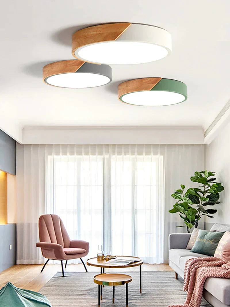 Led Ceiling Lights Ultra Thin Modern Lamp Nordic Dimmable Wood Livingroom Bedroom Round Light
