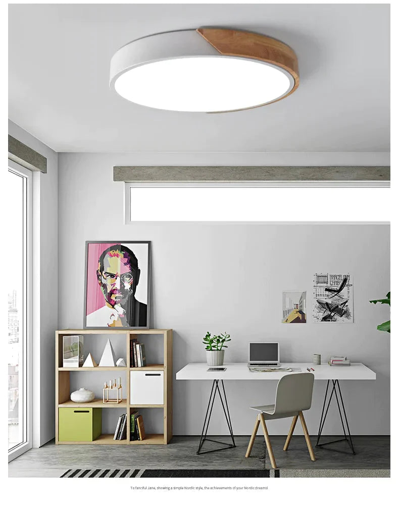 Modern Led Ceiling Light Macarons Colorful Indoor Lamp Wood Ironware Acrylic Kitchen Bedroom Foyer