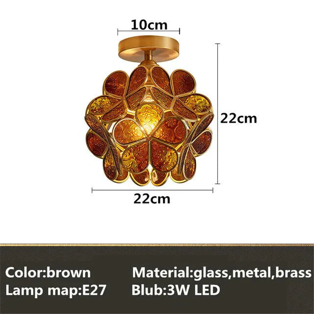 Tiffany Colorful Flower Glass Ceiling Lamp Led Modern Indoor Restaurant Dining Room Cafe Shop