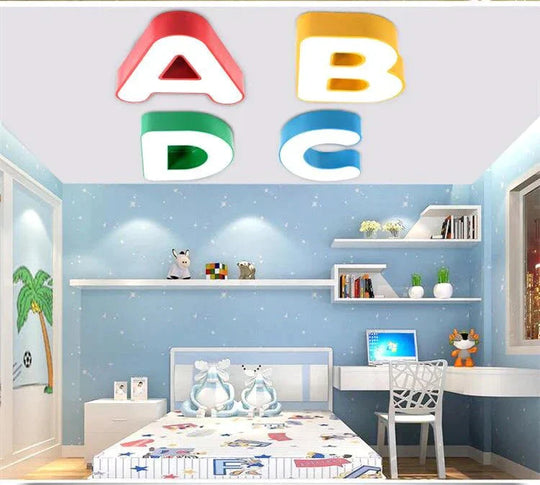 Modern Ceiling Led Lamp The Letter Metal Ironware Acrylic Colorful Iron Light Children Bedroom