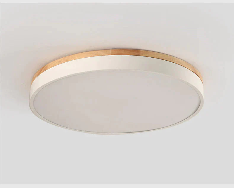 Modern Lamp Led Ceiling Lights Round Wooden Base Ironware And Acrylic Kitchen Bed Room Foyer Study