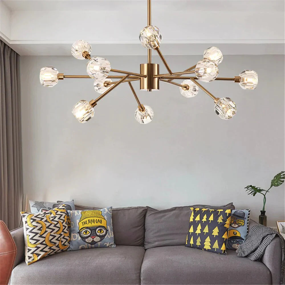 Europe Luxury Chandeliers Led K9 Glass Indoor Lamp Plated Metal Vintage Bar Modern Dining Pendant