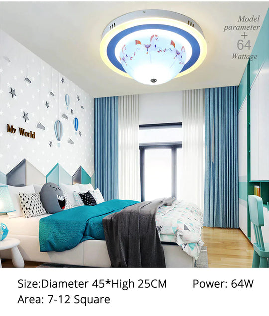 Ceiling Lamp Girl Bedroom Boy Child Eye Protection Led Simple Modern Creative Cartoon Room Rotating