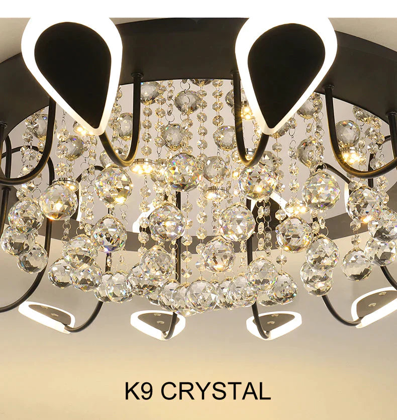 Luxury Creative Led Crystal Pendant Lights Black Dining Room Lamp Dimmable Home Lighting For Living