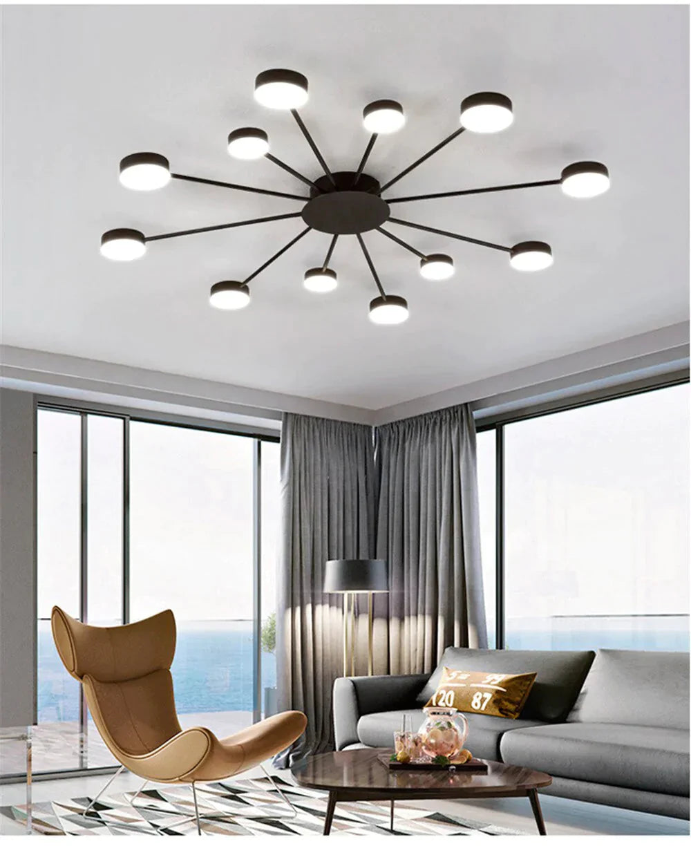 Europe Ceiling Lamp Contracted Modern 16 Heads Led Gold Indoor Light Restaurant Living Room Bedroom