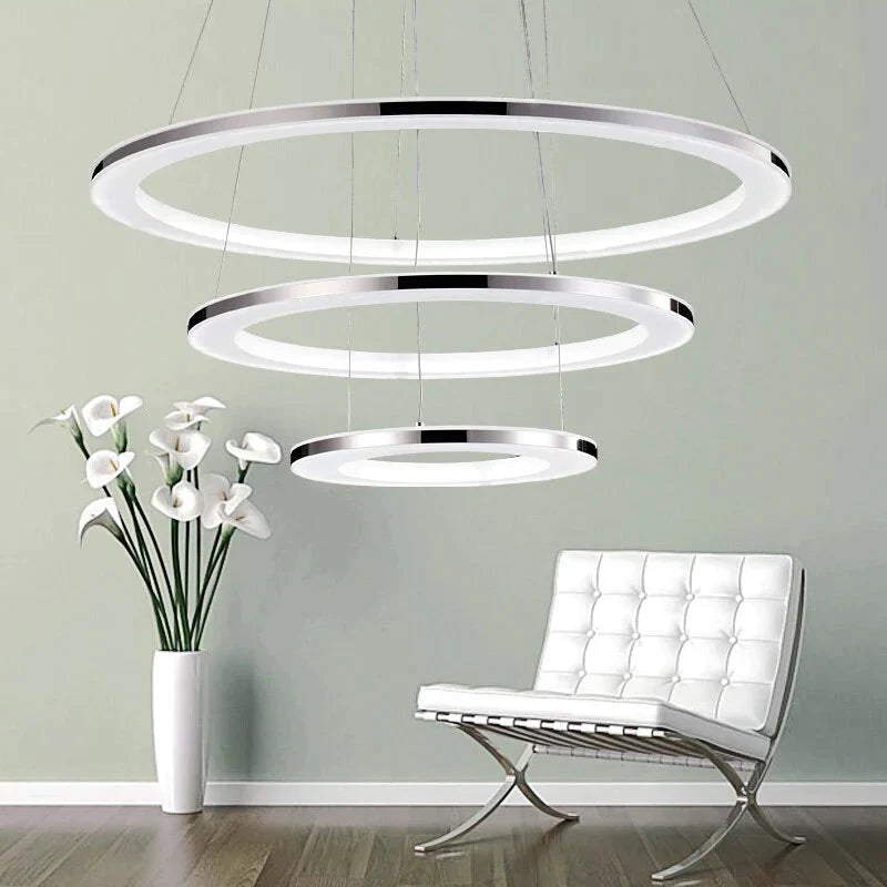 Modern Led Pendant Lights Fixtures For Dining Living Room Home Decor Acrylic Rings Hanging Lamp