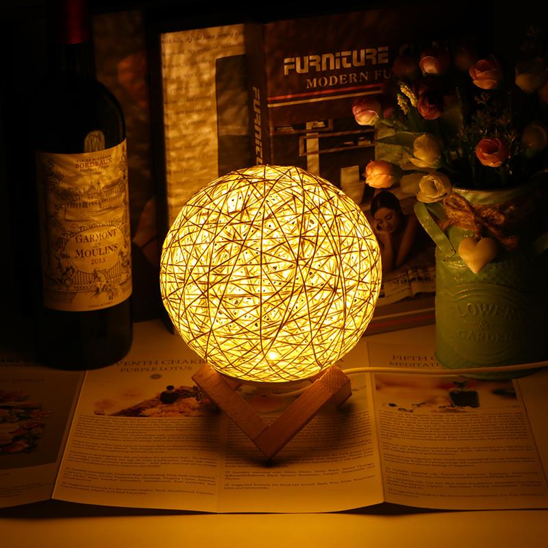 Projection Lamp Romantic Star Night Light Rattan Ball Table Usb Charging Sepak Takraw For Home