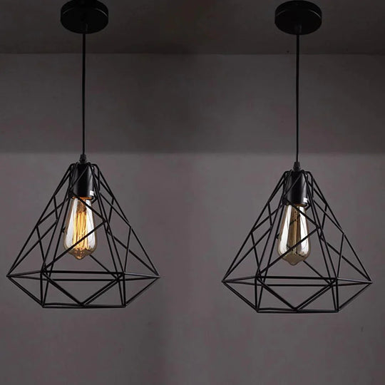 Modern Pendant Light Black Iron Hanging Cage Vintage E27Led Lamp Bulb Industrial Loft Retro Dining