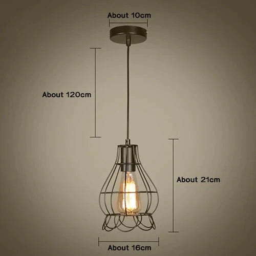 Modern Pendant Light Black Iron Hanging Cage Vintage E27Led Lamp Bulb Industrial Loft Retro Dining