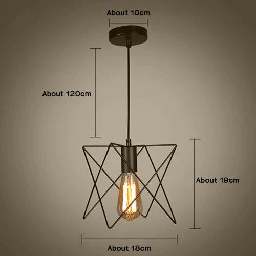 Modern Pendant Light Black Iron Hanging Cage Vintage E27Led Lamp Bulb Industrial Loft Retro Dining