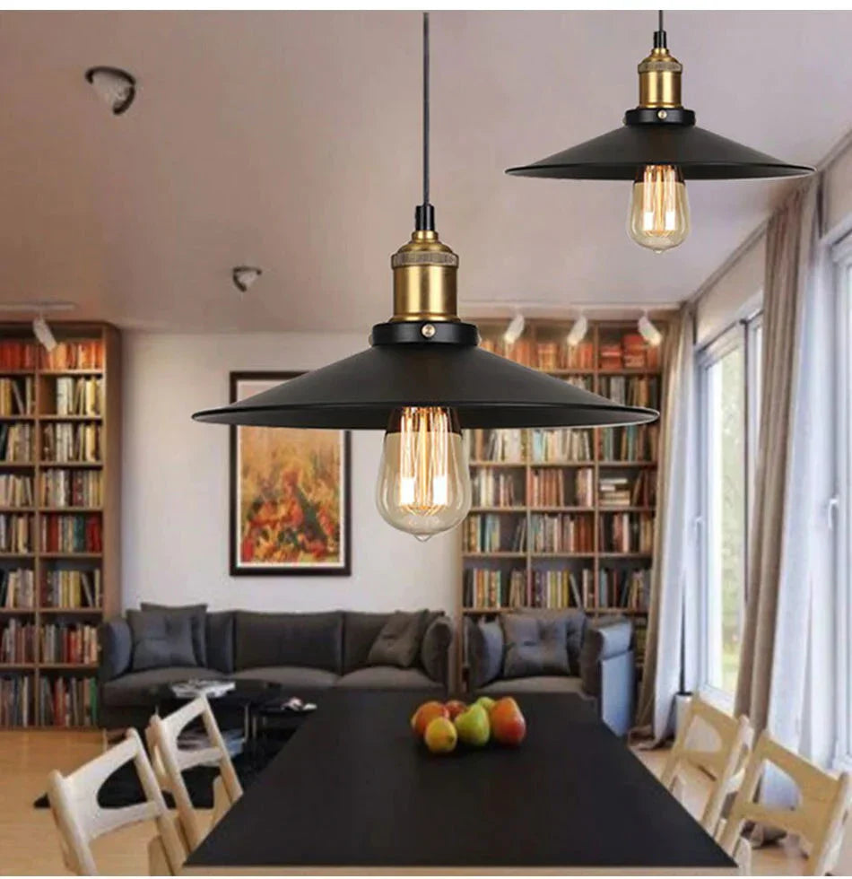 Modern Pendant Light Black Iron Hanging Cage Vintage E27Led Lamp Bulb Industrial Loft Retro Dining