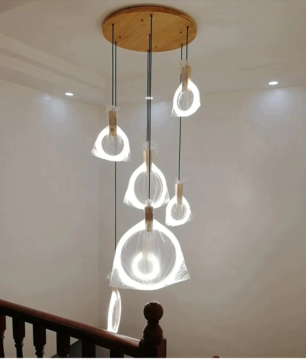Led Nordic Wooden Iron Acryl Rings Diy Lamp Light.pendant Lights.pendant Lamp.pendant Light For