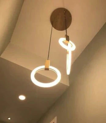 Led Nordic Wooden Iron Acryl Rings Diy Lamp Light.pendant Lights.pendant Lamp.pendant Light For