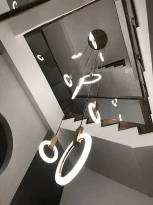 Led Nordic Wooden Iron Acryl Rings Diy Lamp Light.pendant Lights.pendant Lamp.pendant Light For