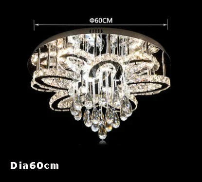 Led Modern Crystal Stainless Steel Round Dimmable Rgb Chandelier Lighting Lamparas De Techo For