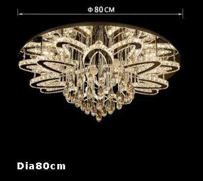 Led Modern Crystal Stainless Steel Round Dimmable Rgb Chandelier Lighting Lamparas De Techo For