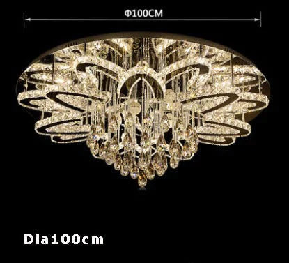 Led Modern Crystal Stainless Steel Round Dimmable Rgb Chandelier Lighting Lamparas De Techo For