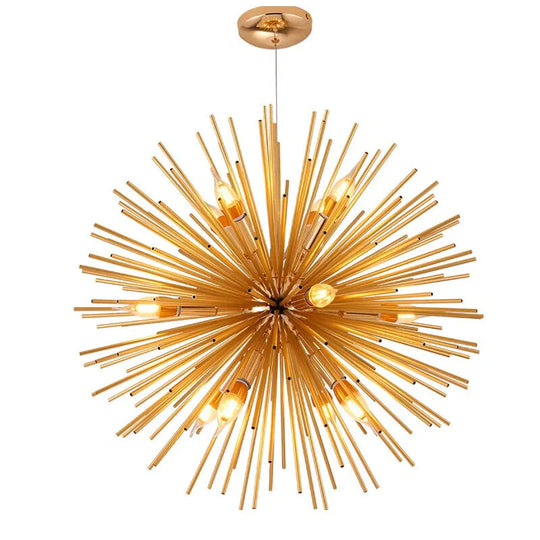 Golden Dandelion Metal Designer Pendant Light Stainless Steel Bayonet Geometric Ball Lamp Hanging