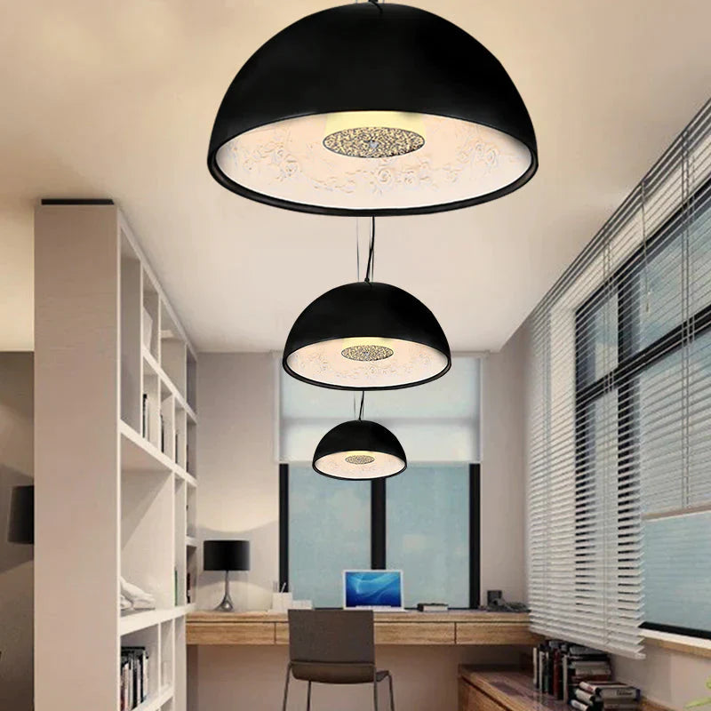 Modern Black White Sky Garden Chandeliers Resin Relief Dia 40Cm/60Cm Suspend Lamp For Dining Room