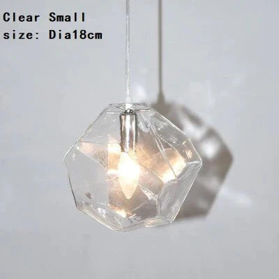 Modern Scandinavian Ice Crystal Glass Pendant Lights Creative Restaurant Hanging Colored Stone
