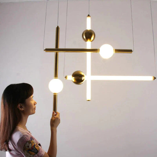 Modern Glass Metal Ball Pendant Lights Luminaria Cylinder Pipe Industrial Lamp Hanglamp Lustre