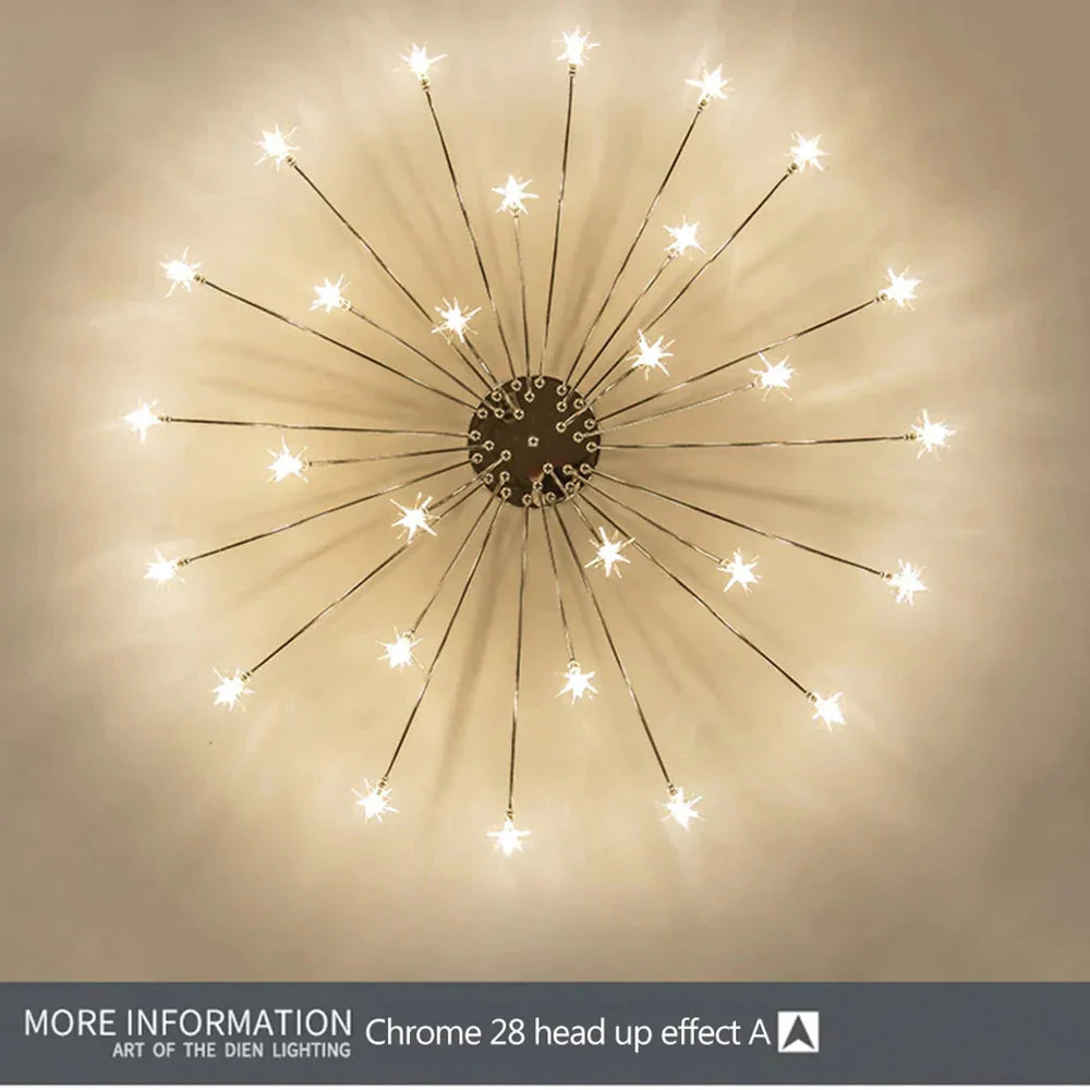 Starry Sky Stars Led Ceiling Lights Light Modern Round Crystal Glass 21/28 Heads Lamps Bedroom