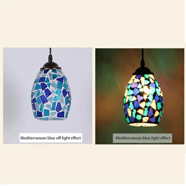 Tiffany Pendent Lamp Handmade Moroccan Mosaic Hanging Light Creative Stained Glass E27 Vintage