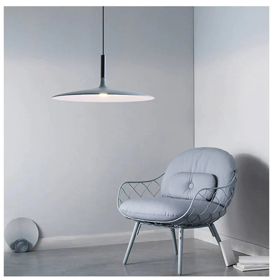 Led Saucer Pendant Lights Hanging Lamp Cement Hanglamp Nordic Retro Living Room Light Fixtures