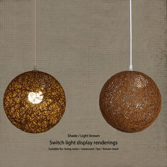 European E27 Led Hemp Ball Pendant Lights Rattan Lamp Creative Personality Bar Restaurant Home